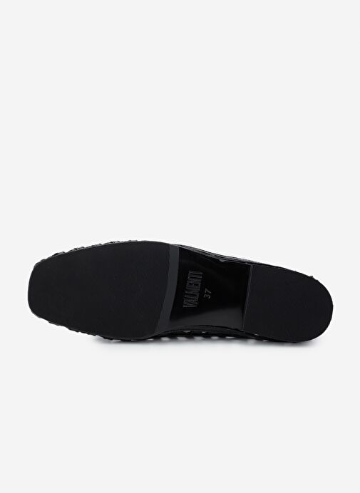 Valmenti Kadın Hakiki Deri Siyah Rugan Babet Ayakkabı - Görsel 5