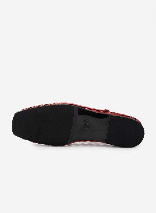 Valmenti Kadın Hakiki Deri Kırmızı Rugan Babet Ayakkabı - Görsel 5