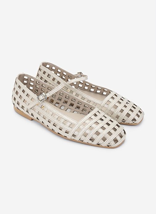 Valmenti Kadın Hakiki Deri Bej Rugan Babet Ayakkabı - Görsel 3