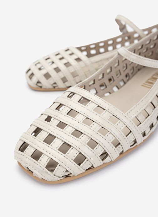 Valmenti Kadın Hakiki Deri Bej Rugan Babet Ayakkabı - Görsel 4