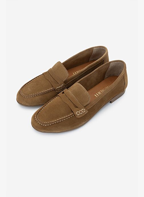 Valmenti Kadın Hakiki Deri Tütün Süet Loafer Ayakkabı - Görsel 6