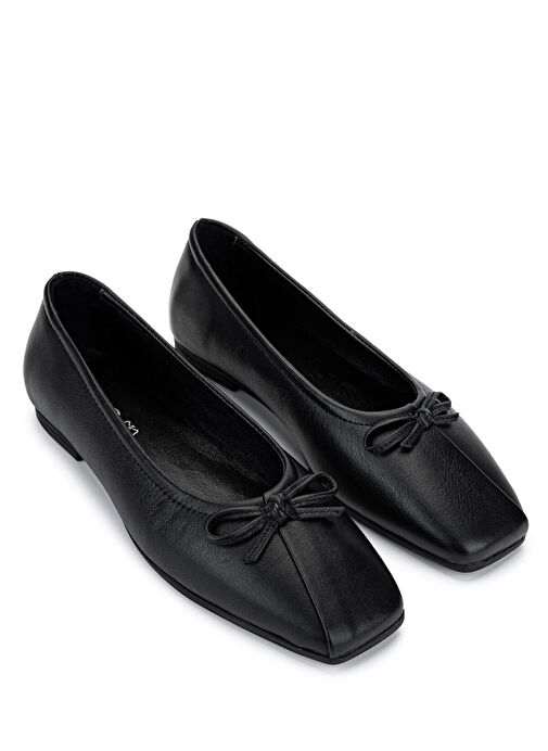 Tamer Tanca Kadın Hakiki Deri Siyah Deri Babet Ayakkabı - Görsel 3