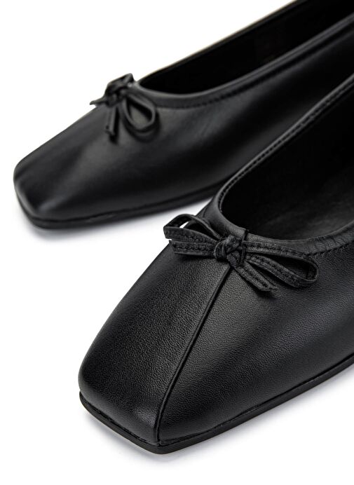 Tamer Tanca Kadın Hakiki Deri Siyah Deri Babet Ayakkabı - Görsel 5