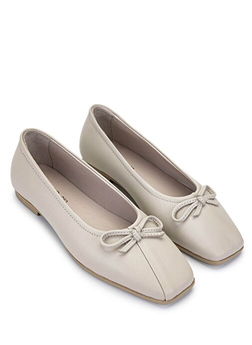 Tamer Tanca Kadın Hakiki Deri Bej Babet Ayakkabı - Görsel 3