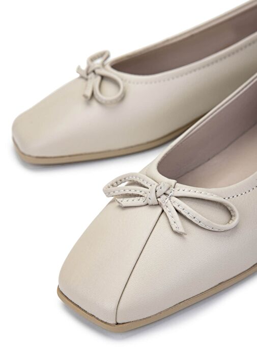 Tamer Tanca Kadın Hakiki Deri Bej Babet Ayakkabı - Görsel 5