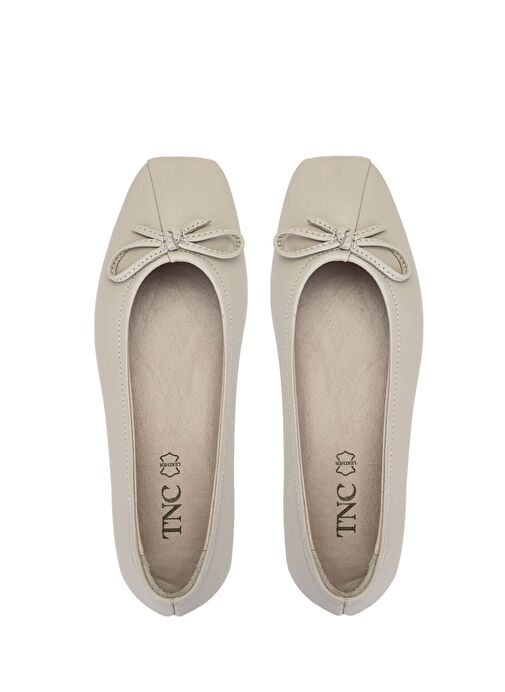 Tamer Tanca Kadın Hakiki Deri Bej Babet Ayakkabı - Görsel 6