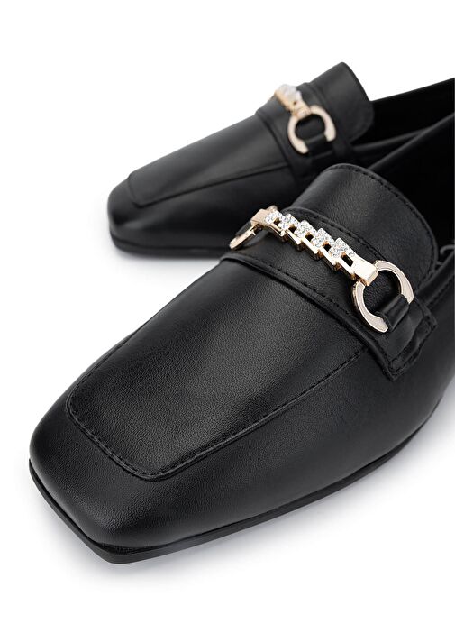 Tamer Tanca Kadın Hakiki Deri Siyah Deri Loafer Ayakkabı - Görsel 4