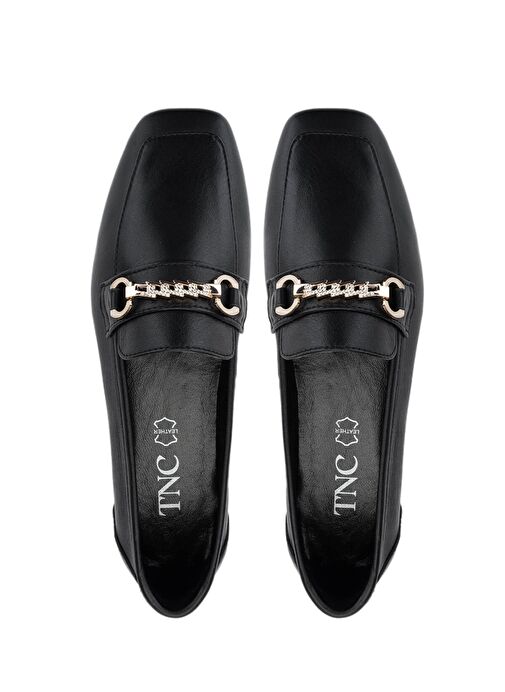 Tamer Tanca Kadın Hakiki Deri Siyah Deri Loafer Ayakkabı - Görsel 6