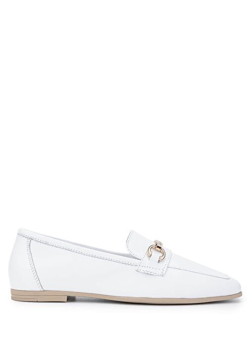 Tamer Tanca Kadın Hakiki Deri Beyaz Loafer Ayakkabı - Görsel 2