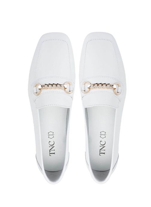 Tamer Tanca Kadın Hakiki Deri Beyaz Loafer Ayakkabı - Görsel 6