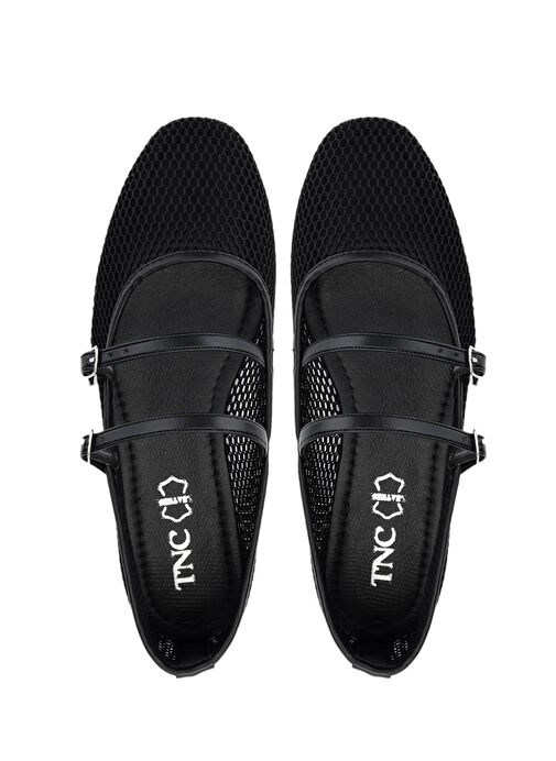 Tamer Tanca Kadın Deri & Tekstil Siyah Babet Ayakkabı - Görsel 6