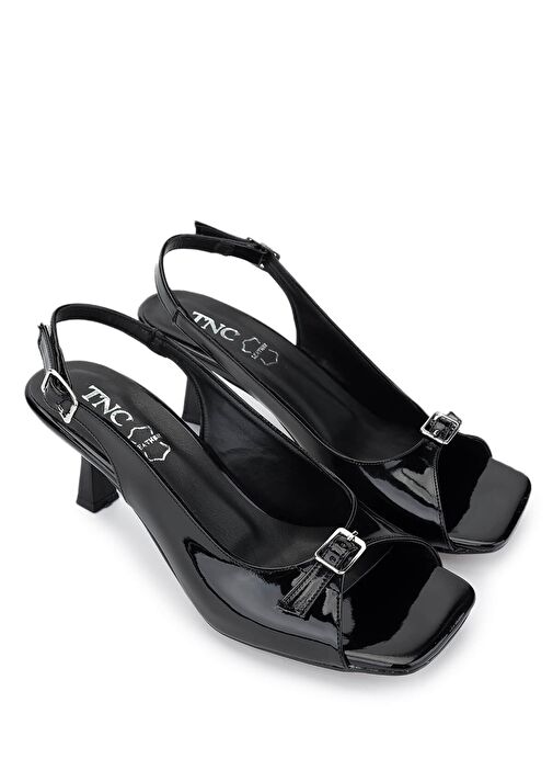 Tamer Tanca Kadın Hakiki Deri Siyah Rugan Topuklu Ayakkabı - Görsel 3