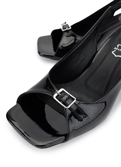 Tamer Tanca Kadın Hakiki Deri Siyah Rugan Topuklu Ayakkabı - Görsel 4