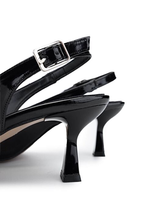 Tamer Tanca Kadın Hakiki Deri Siyah Rugan Topuklu Ayakkabı - Görsel 5