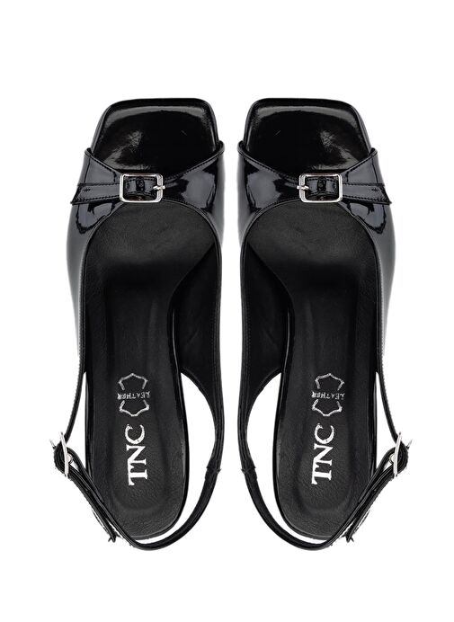 Tamer Tanca Kadın Hakiki Deri Siyah Rugan Topuklu Ayakkabı - Görsel 6