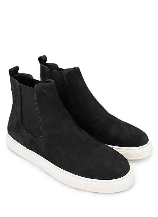 Tamer Tanca Erkek Hakiki Deri Siyah Nubuk Casual Bot - Görsel 3