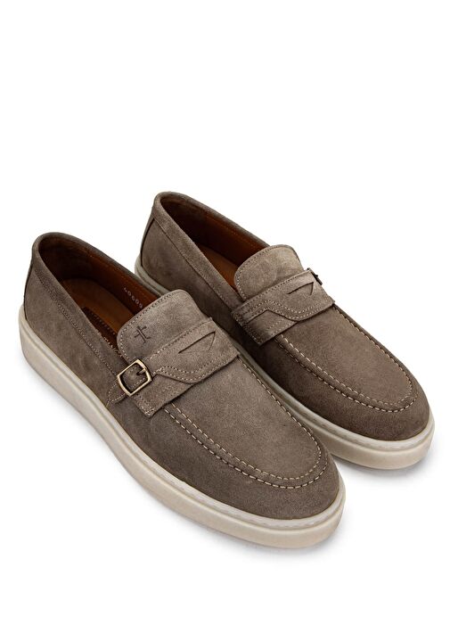 Tamer Tanca Erkek Hakiki Deri Bej Süet Loafer Ayakkabı - Görsel 3