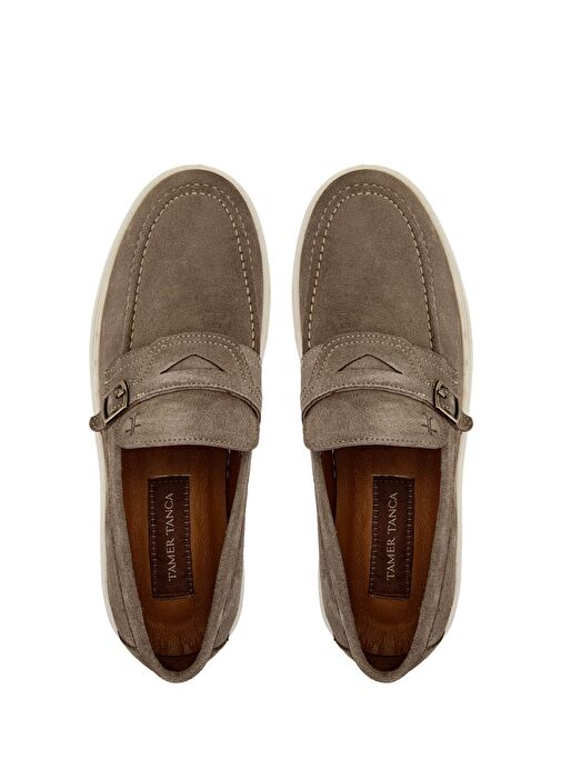 Tamer Tanca Erkek Hakiki Deri Bej Süet Loafer Ayakkabı - Görsel 6