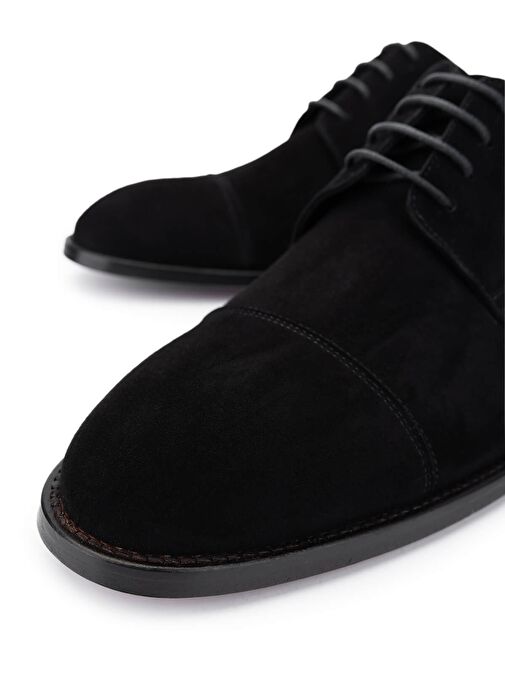 Tamer Tanca Erkek Hakiki Deri Siyah Süet Klasik Ayakkabı - Görsel 4