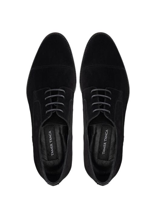 Tamer Tanca Erkek Hakiki Deri Siyah Süet Klasik Ayakkabı - Görsel 6