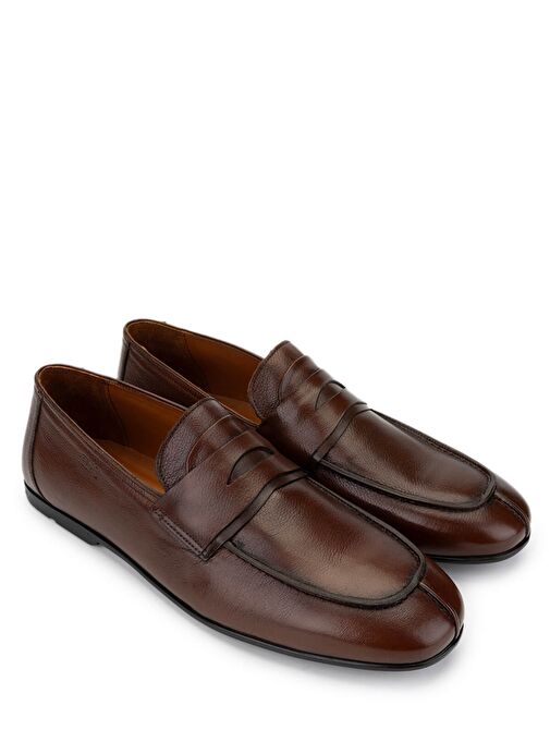 Tamer Tanca Erkek Hakiki Deri Kahverengi Loafer Ayakkabı - Görsel 3