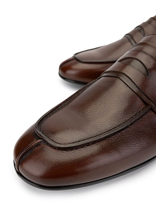 Tamer Tanca Erkek Hakiki Deri Kahverengi Loafer Ayakkabı - Görsel 4