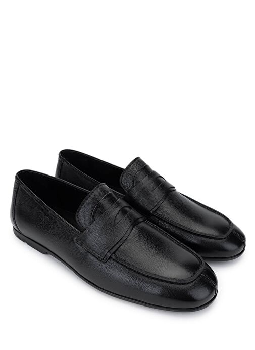 Tamer Tanca Erkek Hakiki Deri Siyah Deri Loafer Ayakkabı - Görsel 3