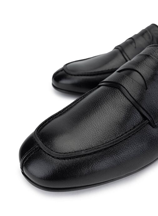 Tamer Tanca Erkek Hakiki Deri Siyah Deri Loafer Ayakkabı - Görsel 4