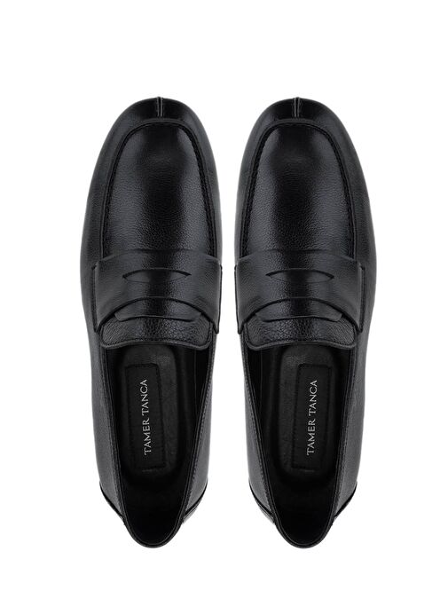 Tamer Tanca Erkek Hakiki Deri Siyah Deri Loafer Ayakkabı - Görsel 6
