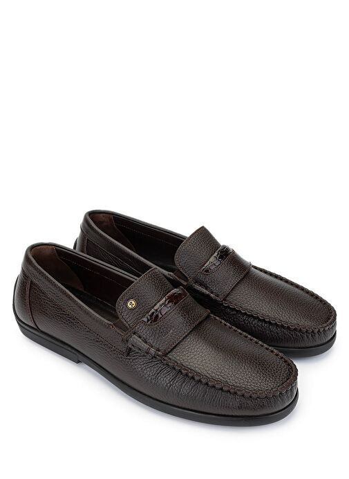 Tamer Tanca Erkek Hakiki Deri Kahverengi Loafer Ayakkabı - Görsel 3