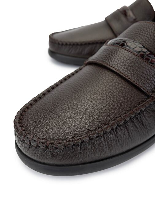 Tamer Tanca Erkek Hakiki Deri Kahverengi Loafer Ayakkabı - Görsel 4