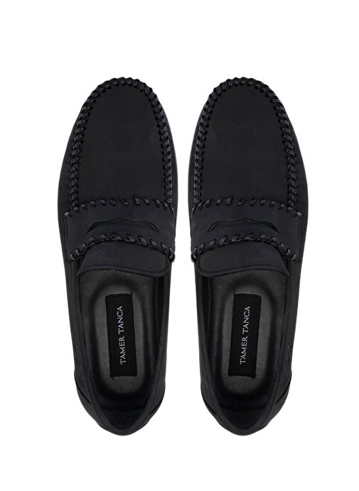 Tamer Tanca Erkek Hakiki Deri Siyah Nubuk Loafer Ayakkabı - Görsel 6