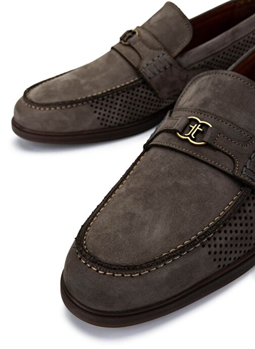 Tamer Tanca Erkek Hakiki Deri Vizon Nubuk Loafer Ayakkabı - Görsel 5