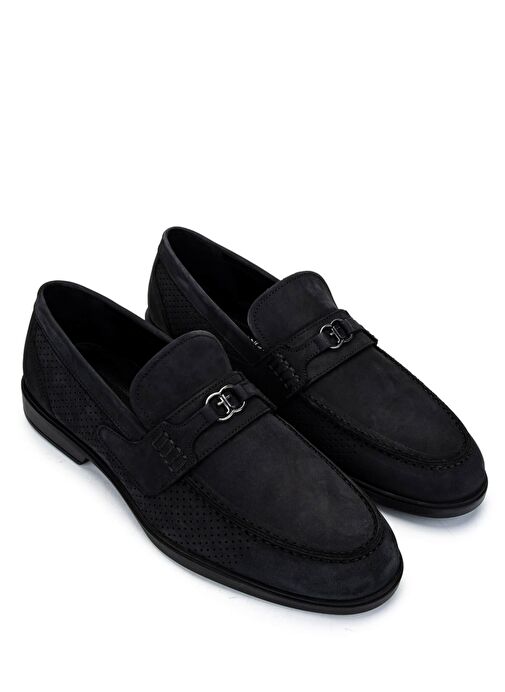 Tamer Tanca Erkek Hakiki Deri Siyah Nubuk Loafer Ayakkabı - Görsel 3