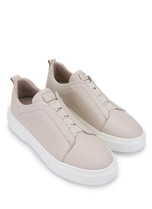Tamer Tanca Erkek Hakiki Deri Bej Sneakers & Spor Ayakkabı - Görsel 3