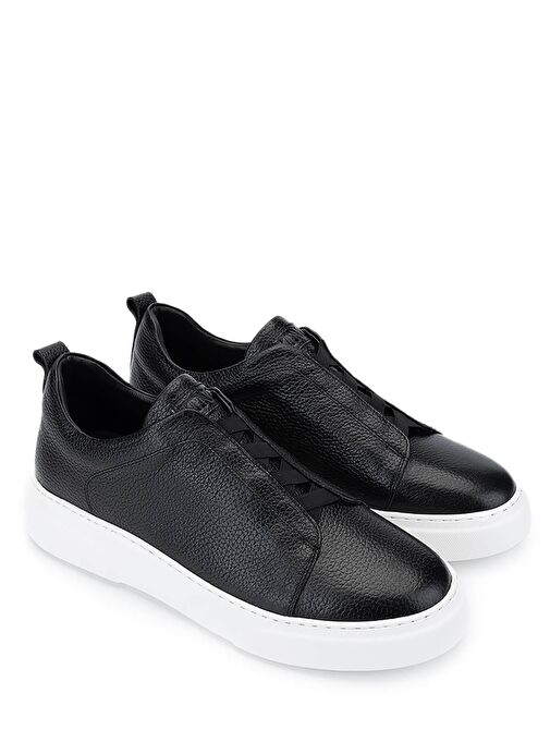 Tamer Tanca Erkek Hakiki Deri Siyah Floter Sneakers & Spor Ayakkabı - Görsel 3