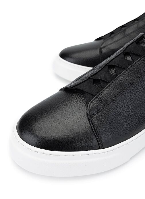 Tamer Tanca Erkek Hakiki Deri Siyah Floter Sneakers & Spor Ayakkabı - Görsel 4