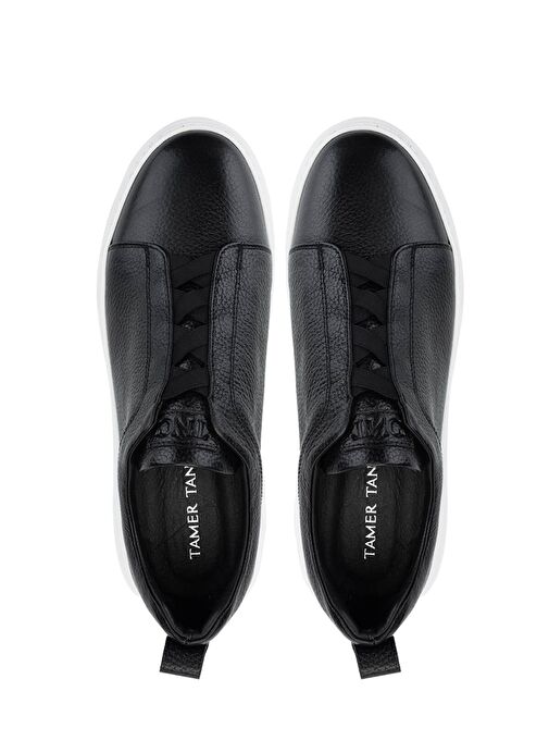 Tamer Tanca Erkek Hakiki Deri Siyah Floter Sneakers & Spor Ayakkabı - Görsel 6