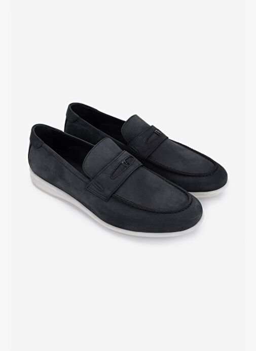 Valmenti Erkek Hakiki Deri Siyah Nubuk Loafer Ayakkabı - Görsel 3