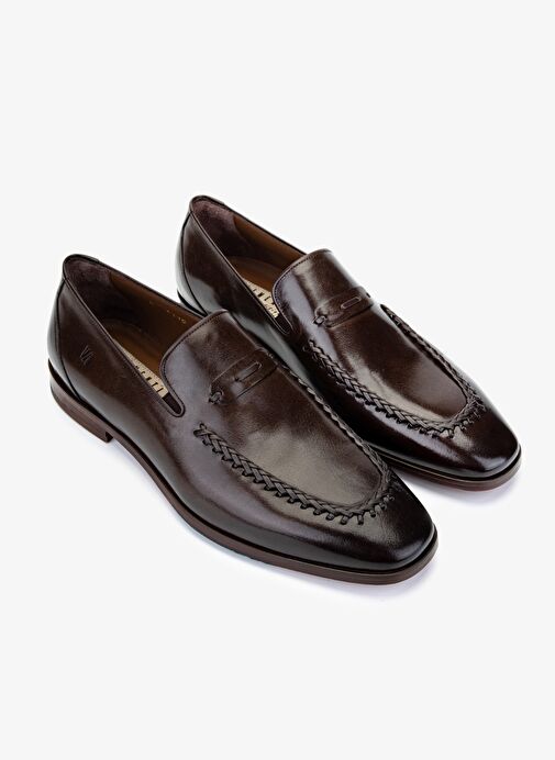 Valmenti Erkek Hakiki Deri Kahverengi Klasik Ayakkabı - Görsel 3