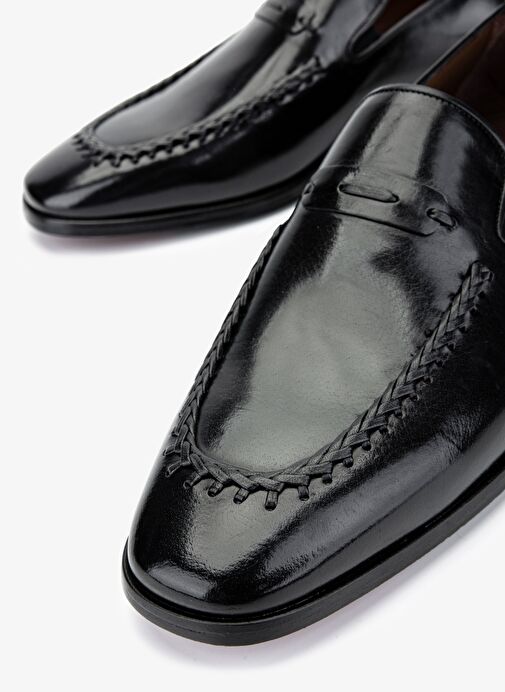 Valmenti Erkek Hakiki Deri Siyah Klasik Ayakkabı - Görsel 4