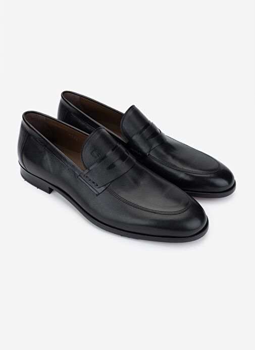 Valmenti Erkek Hakiki Deri Siyah Klasik Ayakkabı - Görsel 3