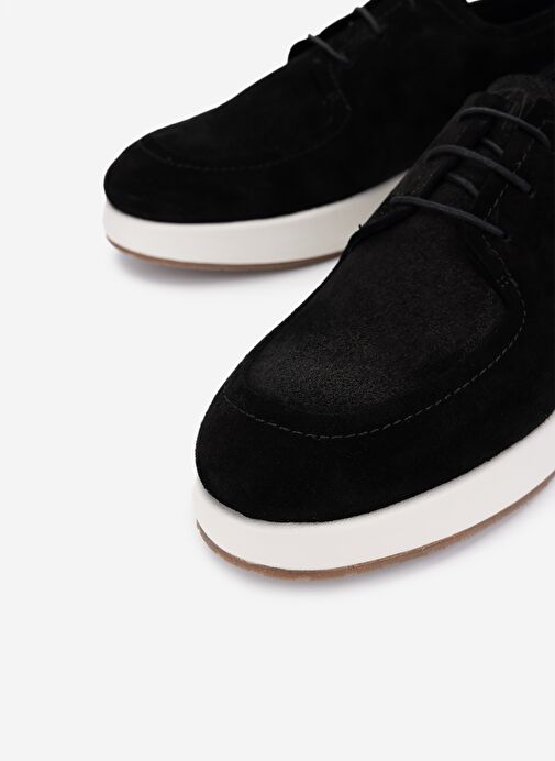 Valmenti Erkek Hakiki Deri Siyah Süet Casual Ayakkabı - Görsel 4