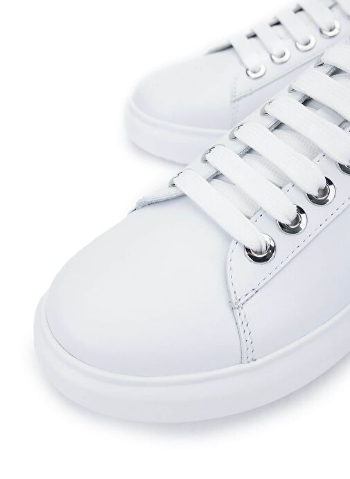 Mario Valentino Unisex Hakiki Deri Beyaz/Siyah Sneakers & Spor Ayakkabı - Görsel 4