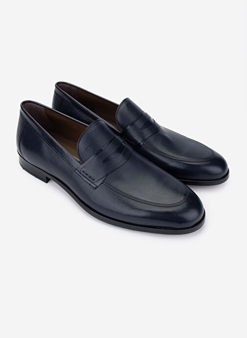 Valmenti Erkek Hakiki Deri Lacivert Klasik Ayakkabı - Görsel 3