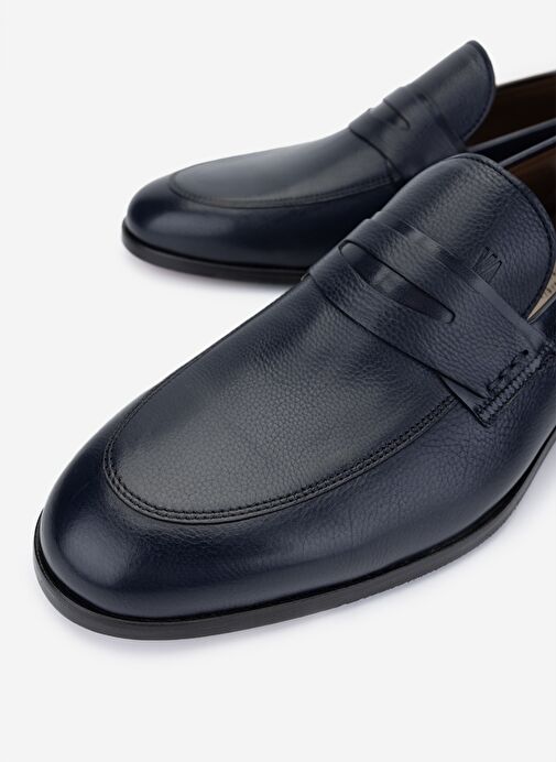 Valmenti Erkek Hakiki Deri Lacivert Klasik Ayakkabı - Görsel 4