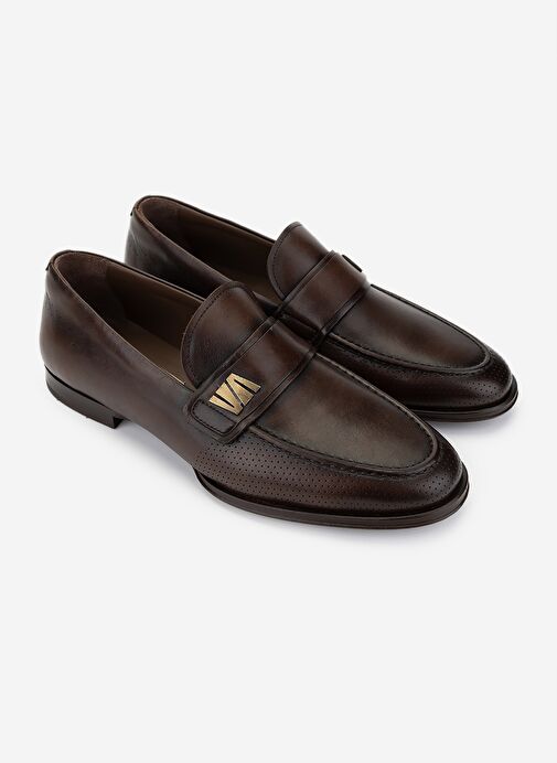 Valmenti Erkek Hakiki Deri Kahverengi Klasik Ayakkabı - Görsel 3