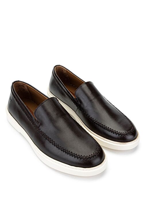 Tamer Tanca Erkek Hakiki Deri Kahverengi Loafer Ayakkabı - Görsel 3