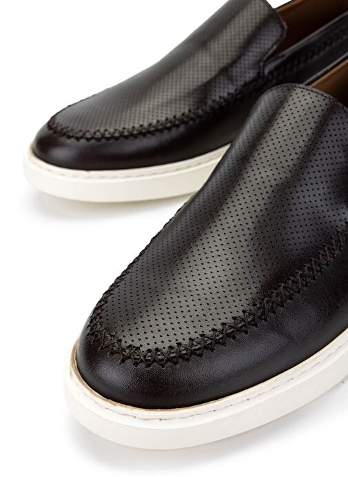 Tamer Tanca Erkek Hakiki Deri Kahverengi Loafer Ayakkabı - Görsel 5