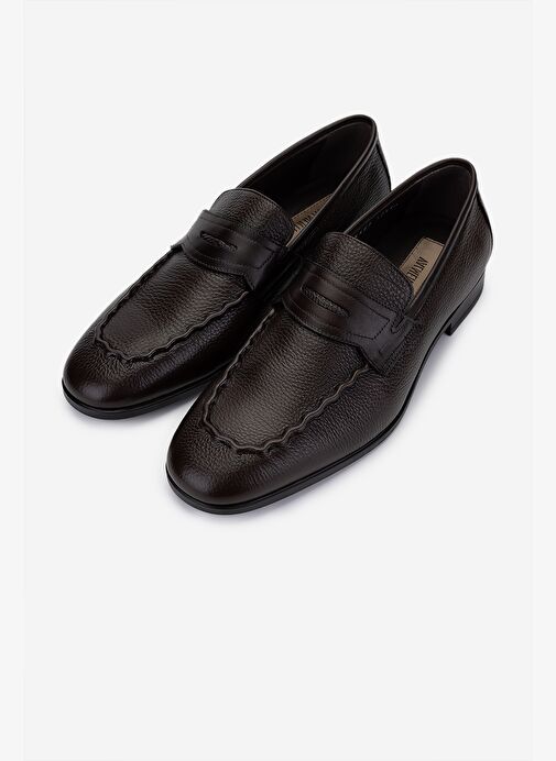 Valmenti Erkek Hakiki Deri Kahverengi Klasik Ayakkabı - Görsel 6